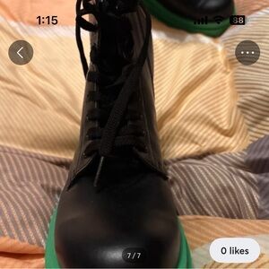 Steve Madden Black and Green Ankle Boots